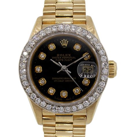 womens gold rolex with black|14k gold rolex watch.